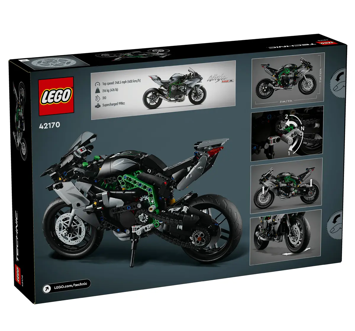 LEGO Technic Kawasaki Ninja H2R Motorcycle Set 42170 (1212 Pieces)