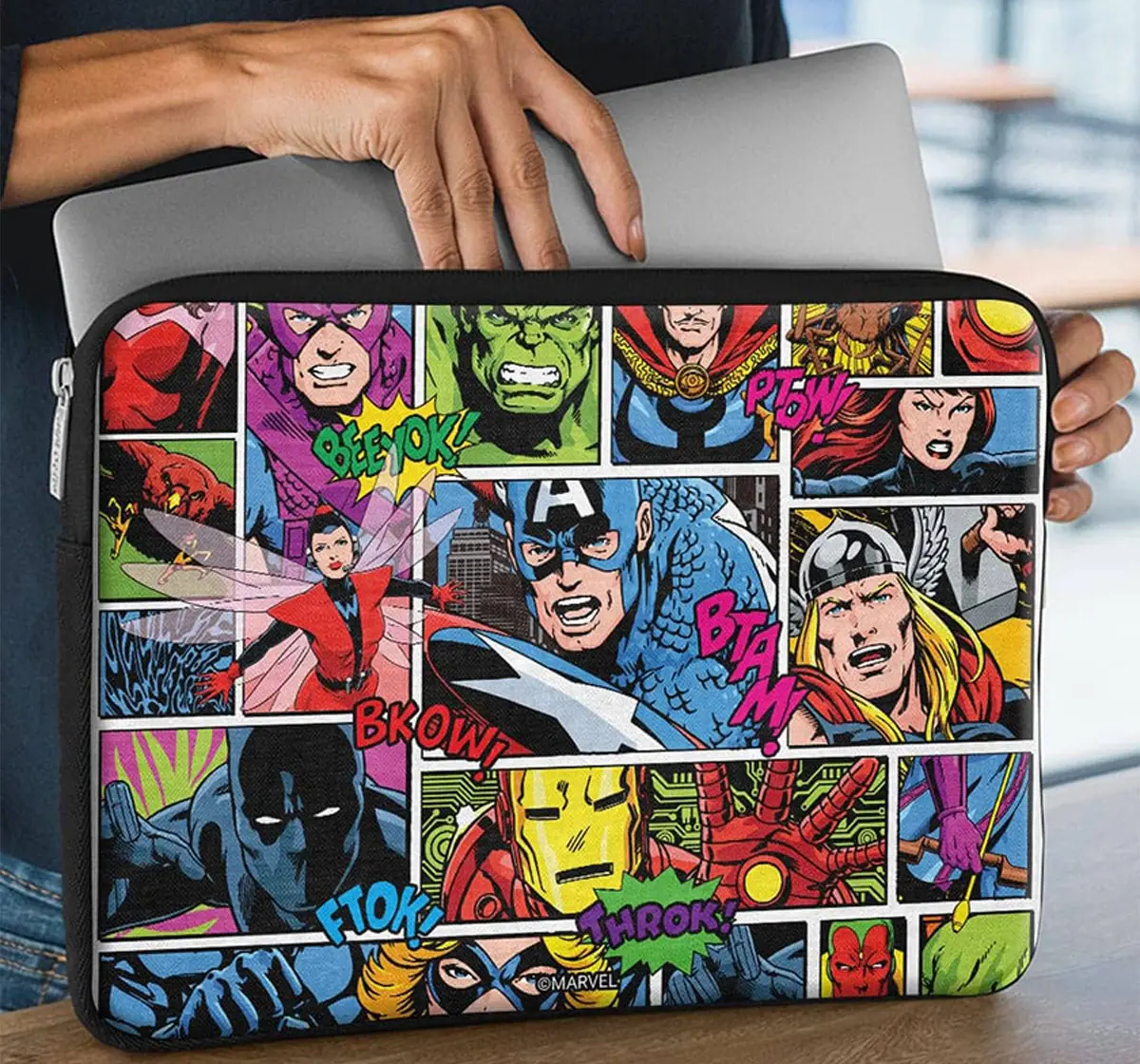 Macmerise Comic Superheroes Mashup Laptop Sleeve 15 Inches, 6Y+