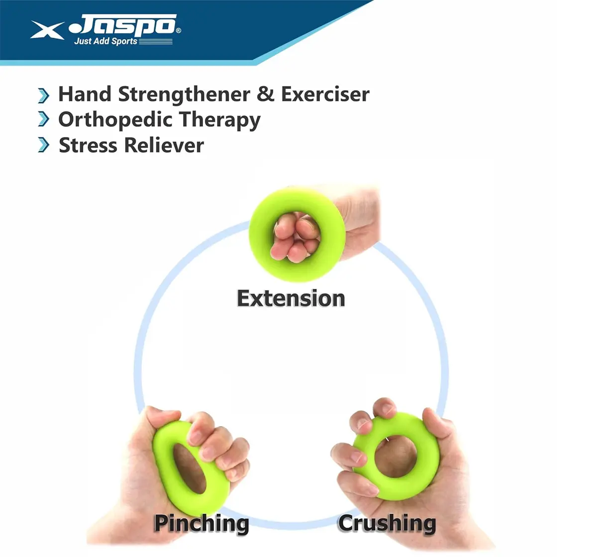 Jaspo Hand Grip Band for Warmup Training and Stretching, Yellow, 10Y+