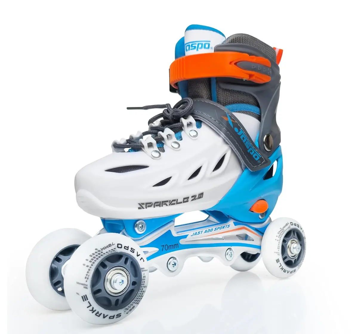 Jaspo Convertible Sparkle Adjustable Inline Shoe Skates, Large, Blue, 8Y+