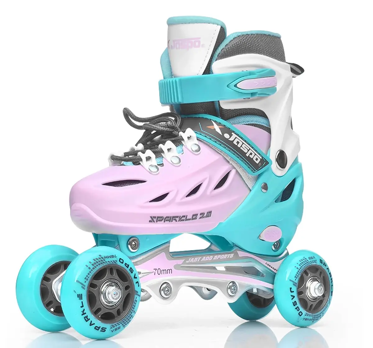 Jaspo Convertible Sparkle Adjustable Inline Shoe Skates, Large, Pink, 8Y+
