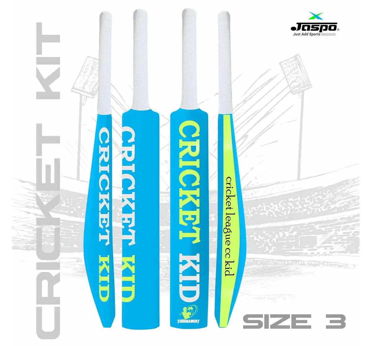 Jaspo Cricket Kid Complete Cricket Set, Size 3, 4 to 10 Years