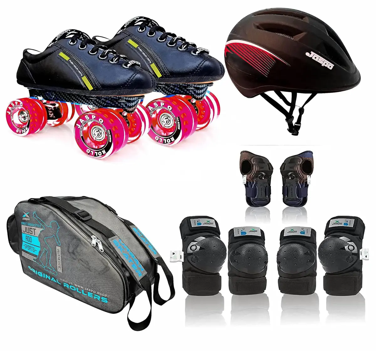 Jaspo Hyper X Pro Shoe Skate Combo Set, Junior UK11, 18 Cms, 4 to 5 Years