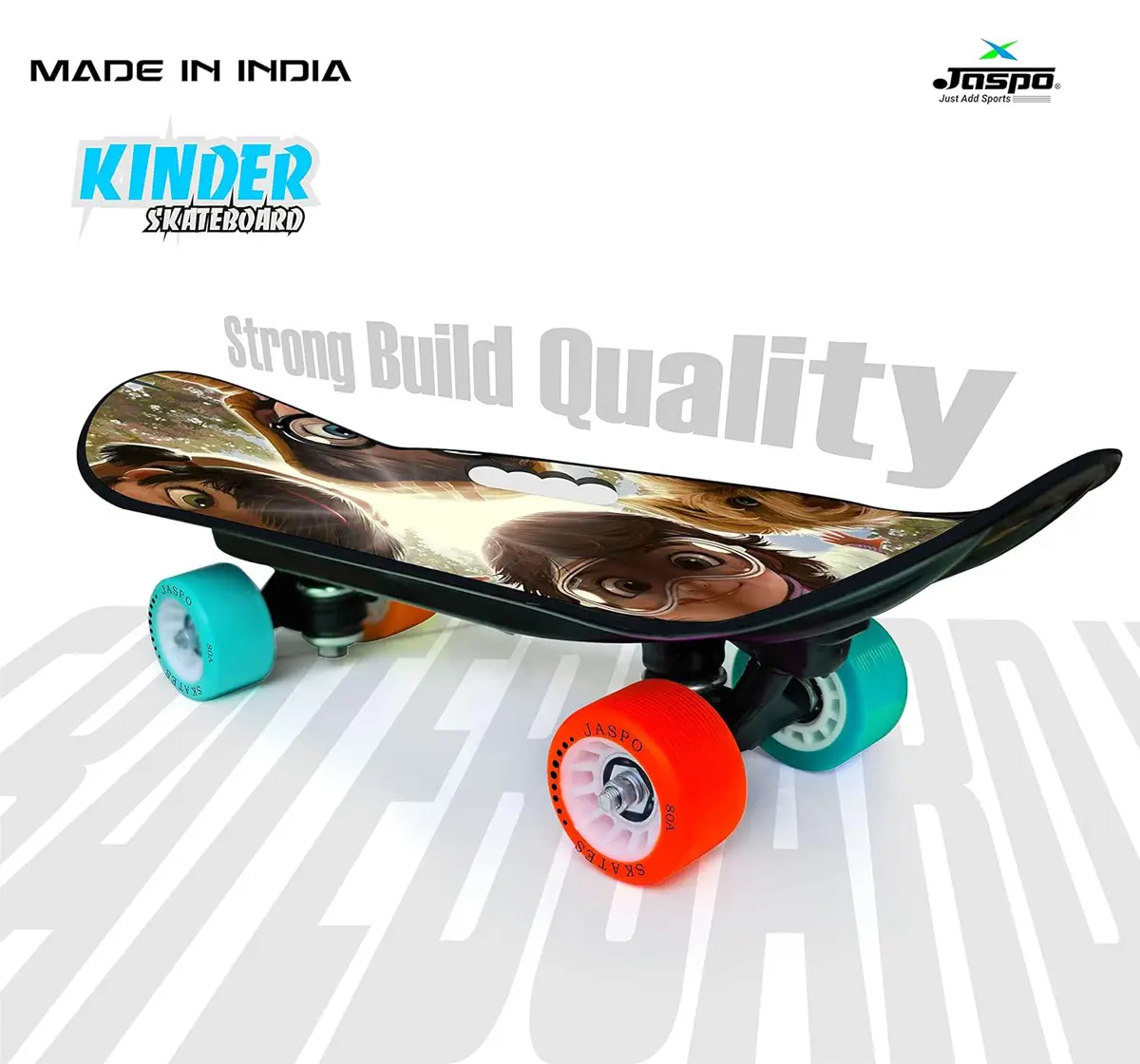 Jaspo Kinder 18X6 Inches Junior Skateboard For Beginners, 7 to 12 Years