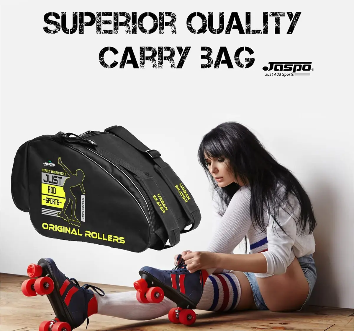 Jaspo Roller Skates Inline Skates Quad Skating Bag, 12X11X9 Inches, Black & Yellow, 5 to 16 Years