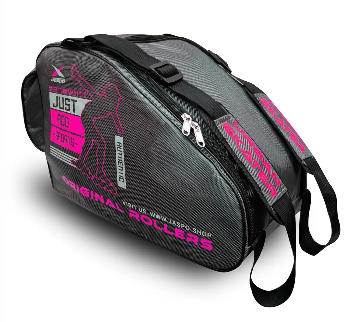 Jaspo Roller Skates Inline Skates Quad Skating Bag, 12X11X9 Inches, Pink & Grey, 5 to 16 Years