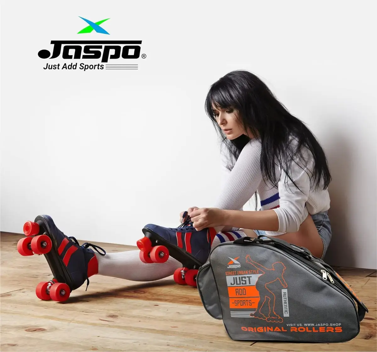 Jaspo Roller Skates Inline Skates Quad Skating Bag, 12X11X9 Inches, Pink & Grey, 5 to 16 Years