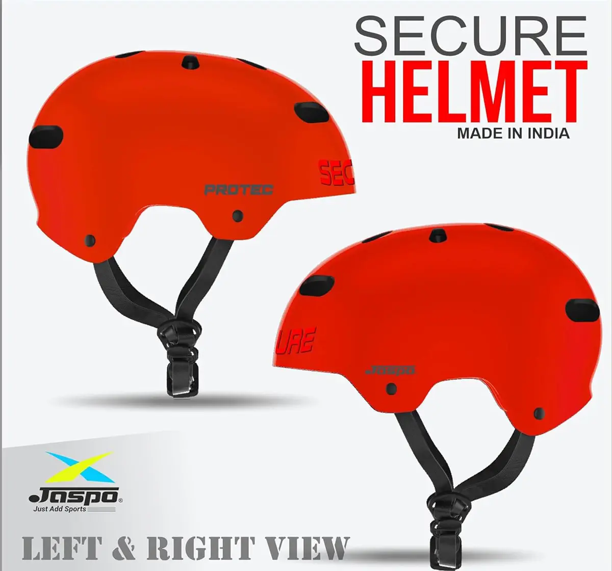 Jaspo Secure Sports Helmet For Cycling, Skating & Skateboarding, Large, Red Matte, 10 to 20 Years