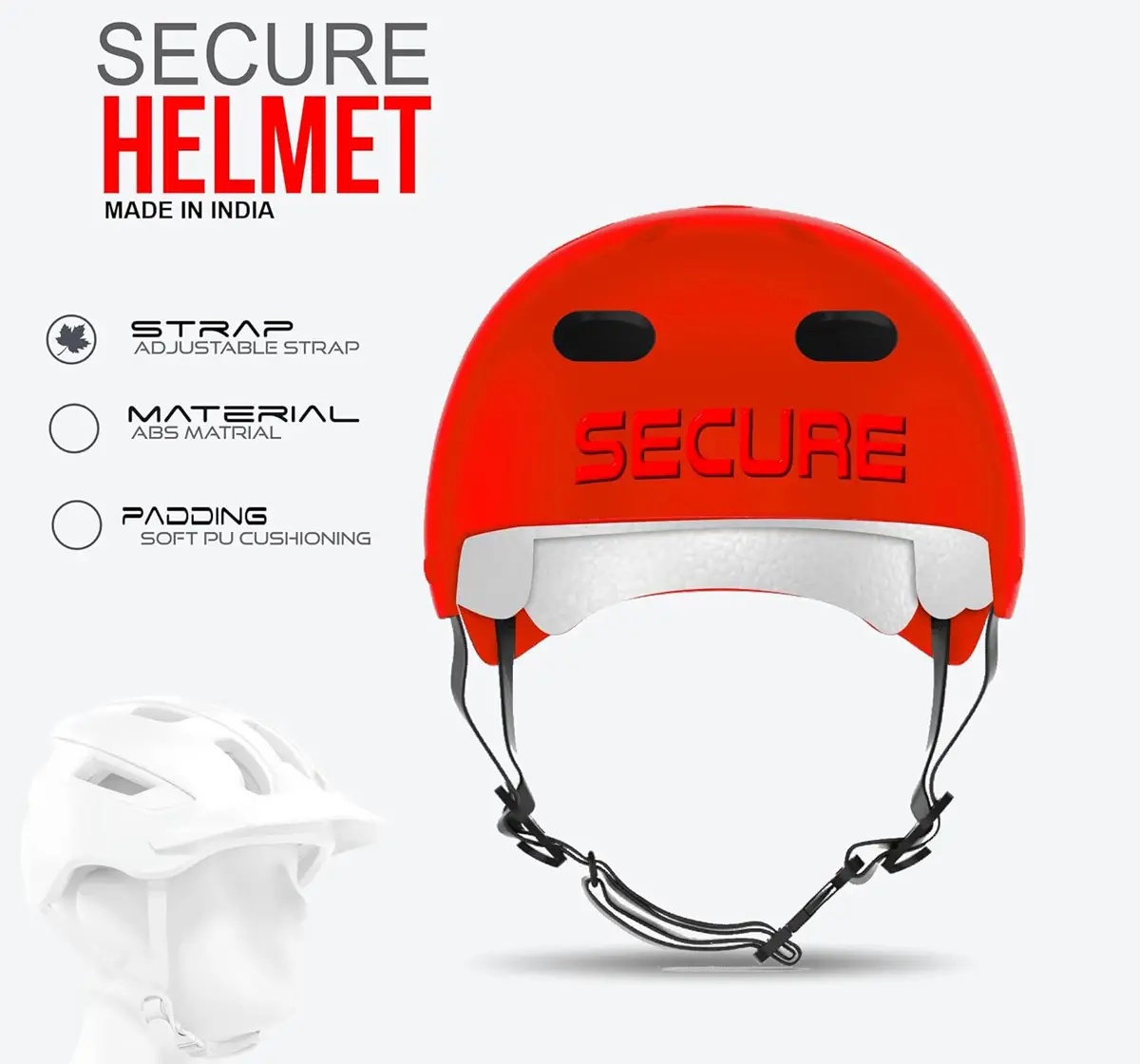 Jaspo Secure Sports Helmet For Cycling, Skating & Skateboarding, Large, Red Matte, 10 to 20 Years