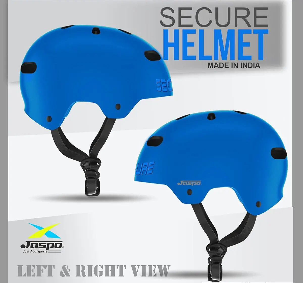 Jaspo Secure Sports Helmet For Cycling, Skating & Skateboarding, Medium, Blue Matte, 7 to 14 Years