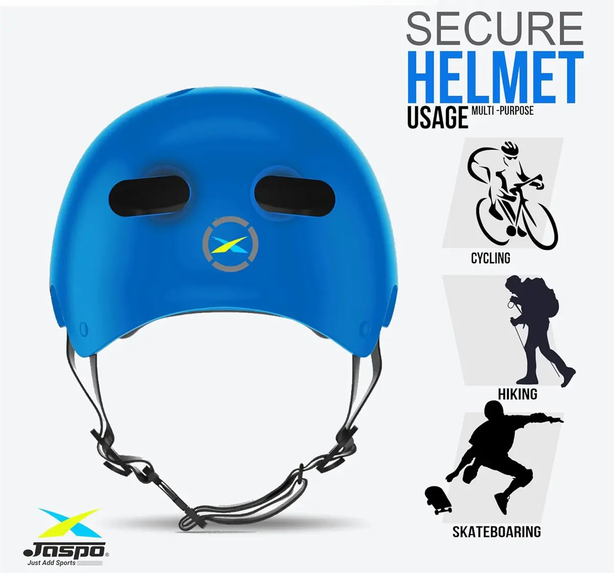 Jaspo Secure Sports Helmet For Cycling, Skating & Skateboarding, Medium, Blue Matte, 7 to 14 Years