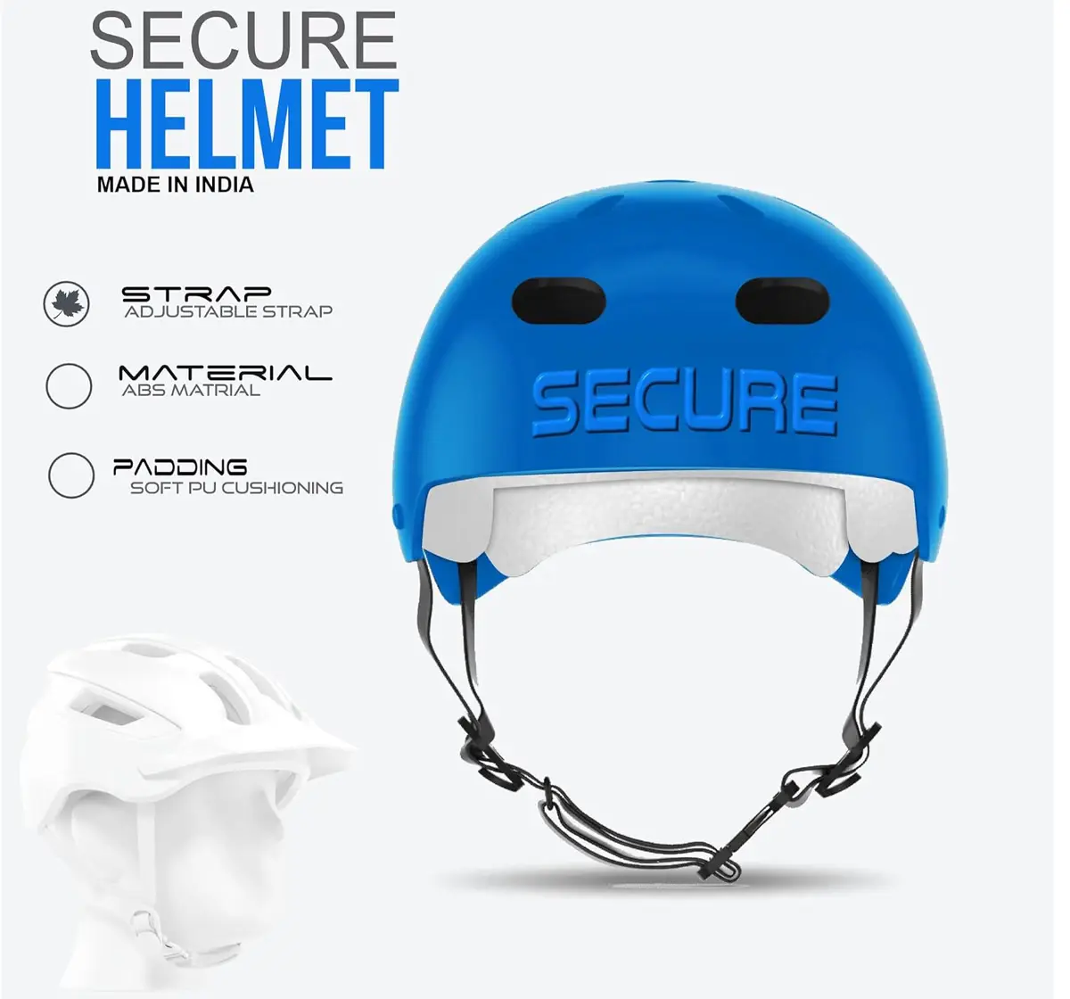 Jaspo Secure Sports Helmet For Cycling, Skating & Skateboarding, Medium, Blue Matte, 7 to 14 Years