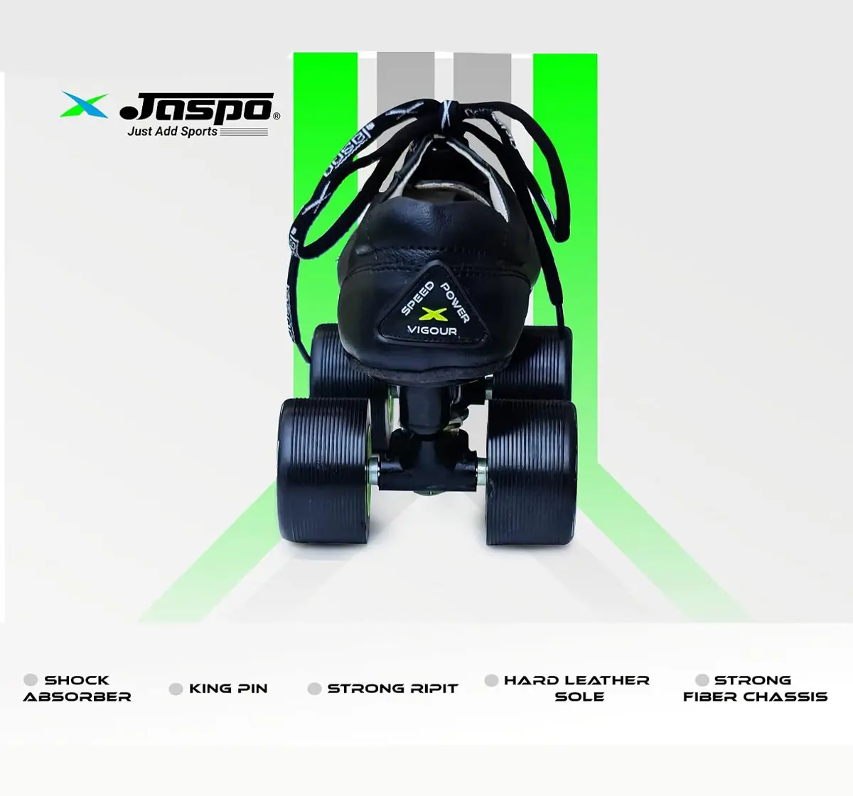 Jaspo Sprint Pro 10 Quad Shoes Fixed Body Roller Skates For Beginners, UK10, 28.6 Cms, 16 to 17 Years