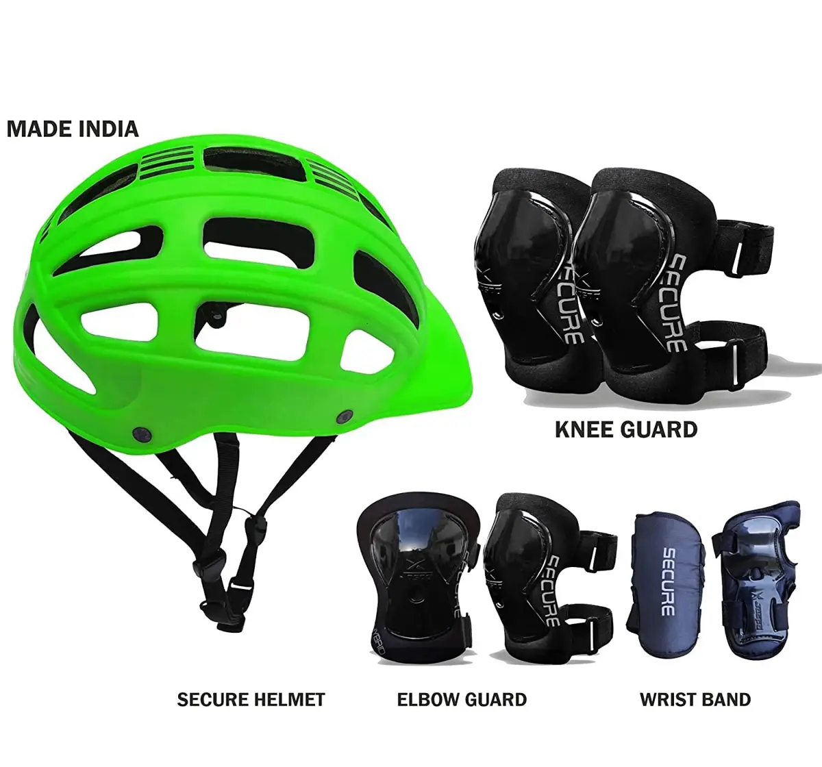 Jaspo Sturdy Sx4 Adjustable Multisport Helmet & Other Accessories For Skateboarding, Skating & Cycling, Large, Green, 4 to 14 Years