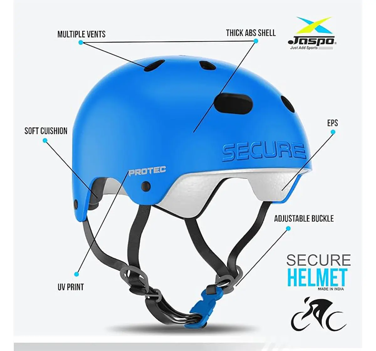 Jaspo S x 4 Ultra Protective Set For Cycling, Skating & Skateboarding, Large, Blue, 10 to 20 Years