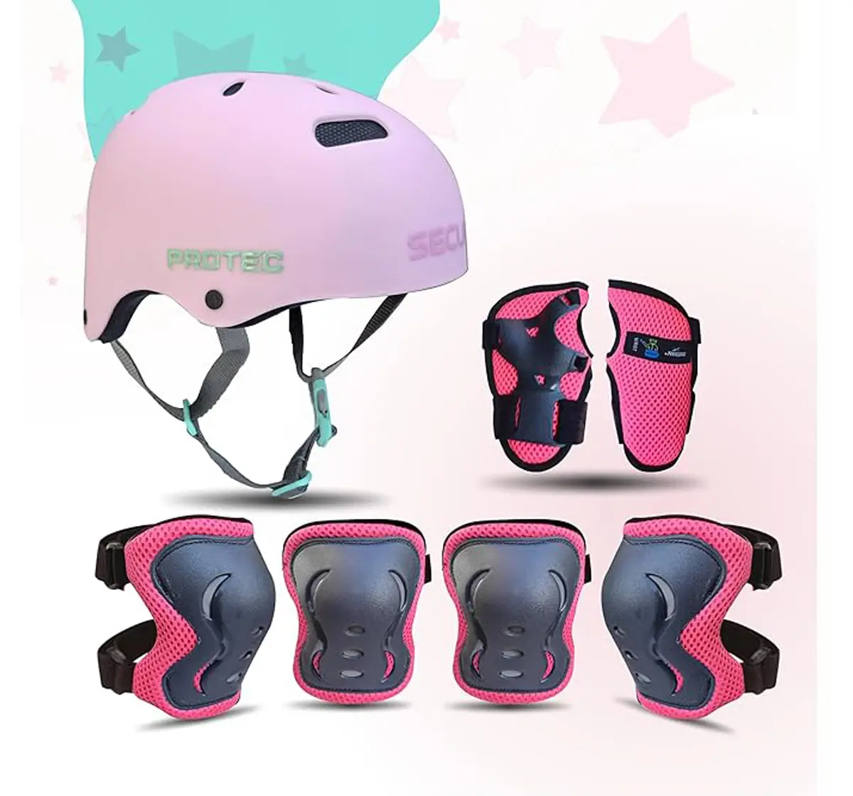 Jaspo S x 4 Ultra Protective Set For Cycling, Skating & Skateboarding, Medium, Pink, 7 to 14 Years