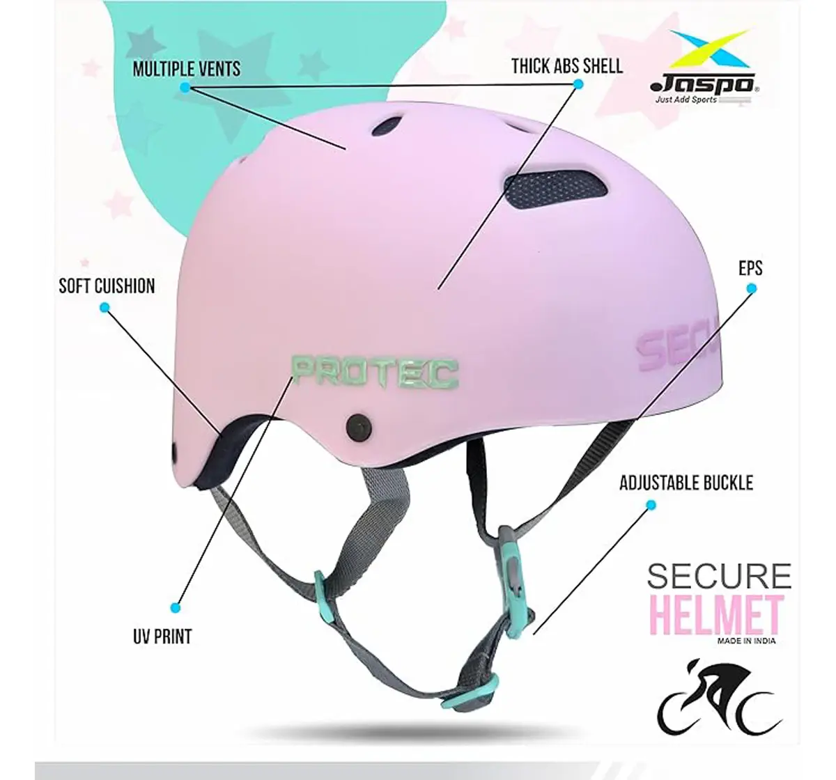 Jaspo S x 4 Ultra Protective Set For Cycling, Skating & Skateboarding, Medium, Pink, 7 to 14 Years