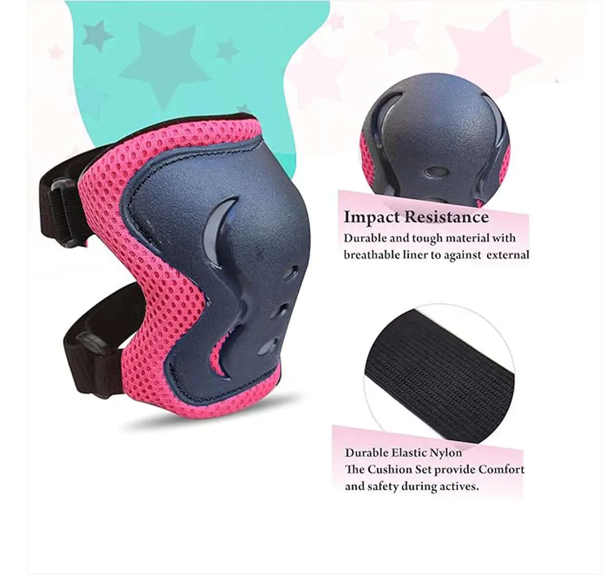 Jaspo S x 4 Ultra Protective Set For Cycling, Skating & Skateboarding, Medium, Pink, 7 to 14 Years