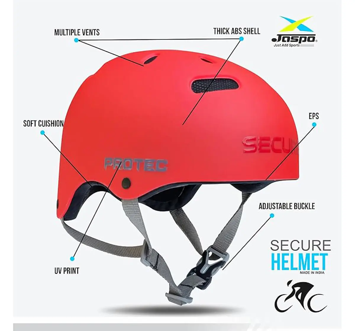 Jaspo S x 4 Ultra Protective Set For Cycling, Skating & Skateboarding, Medium, Red, 7 to 14 Years
