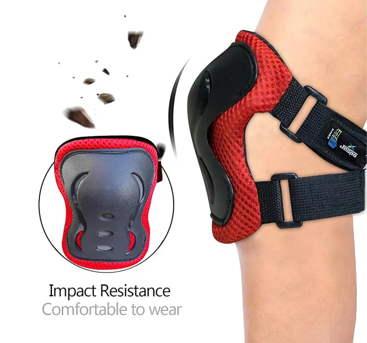 Jaspo S x 4 Ultra Protective Set For Cycling, Skating & Skateboarding, Medium, Red, 7 to 14 Years