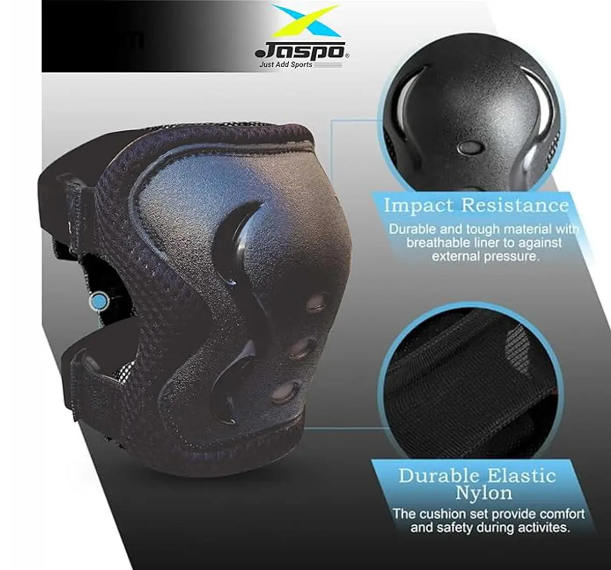 Jaspo S x 4 Ultra Protective Set For Cycling, Skating & Skateboarding, Medium, Black, 7 to 14 Years