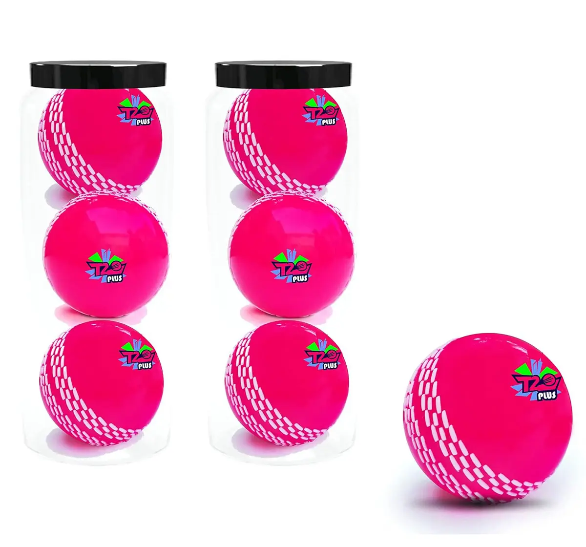 Jaspo Synthetic Rubber T20 Plus Practice Cricket Ball/Wind Balls, 130 Gms, Pack of 6, 5Y+