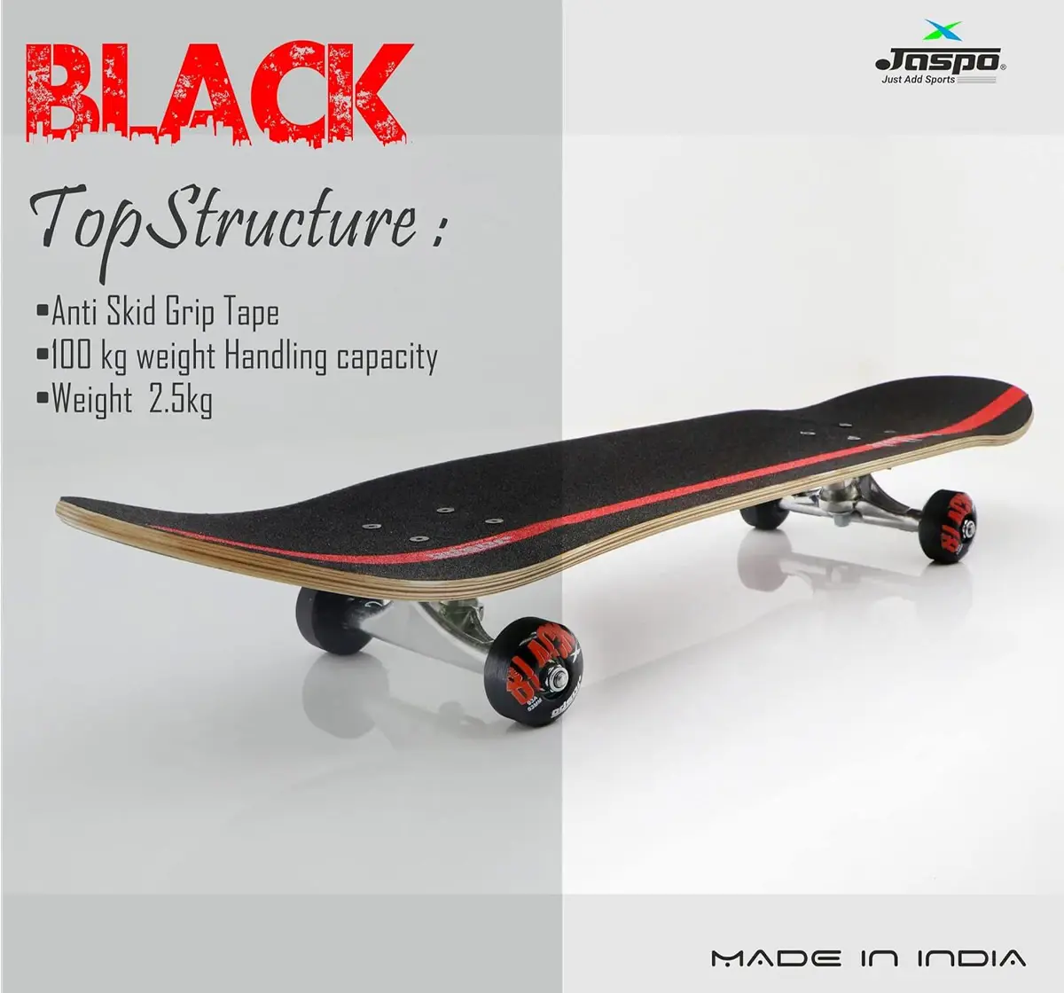 Jaspo The Black Experts 7 Layer Maple Skateboard, 10Y+