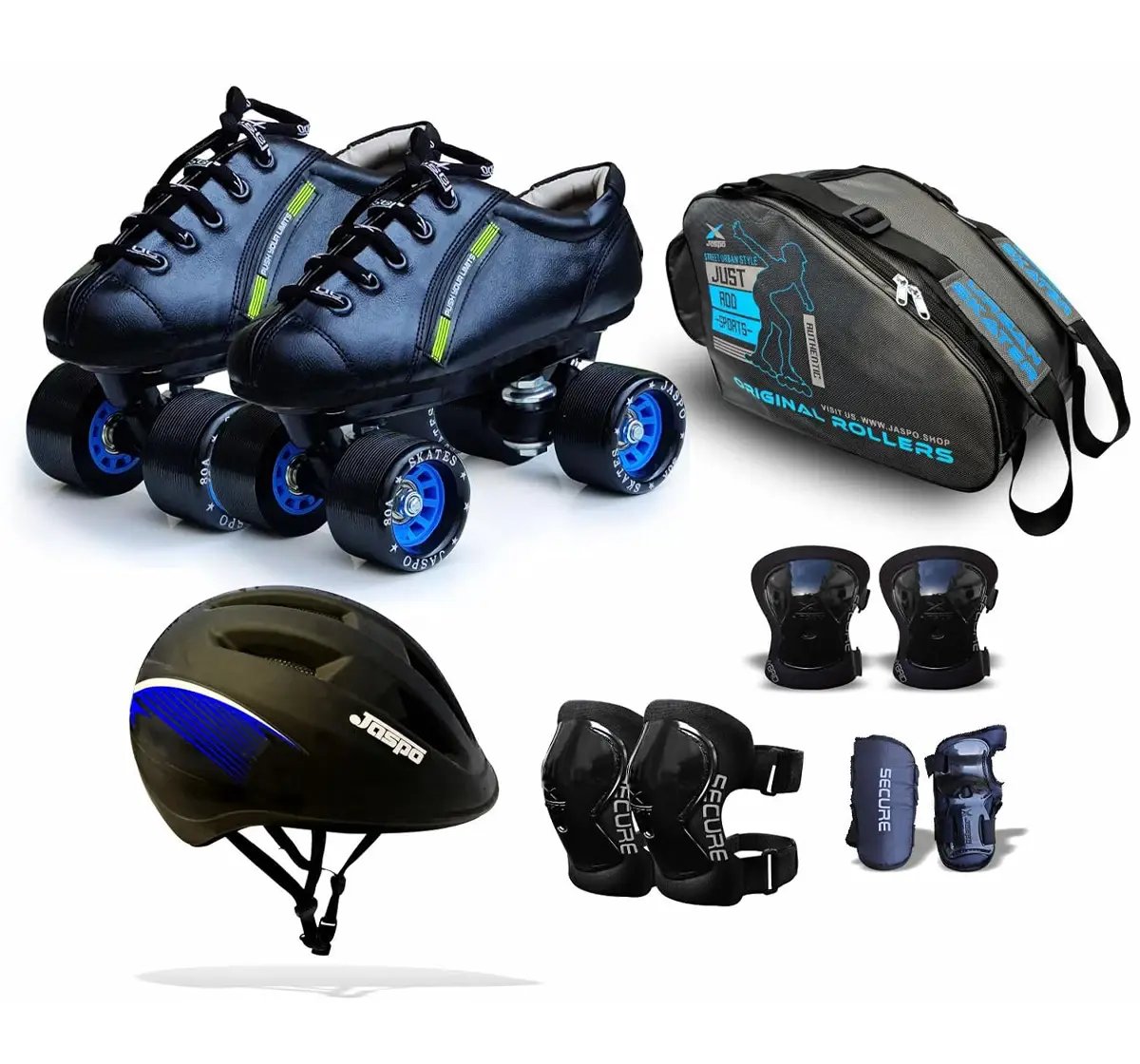 Jaspo Hail Stone Pro Outdoor Wheel Shoe Skate Combo, UK2, 22.9 Cms, 8 to 9 Years
