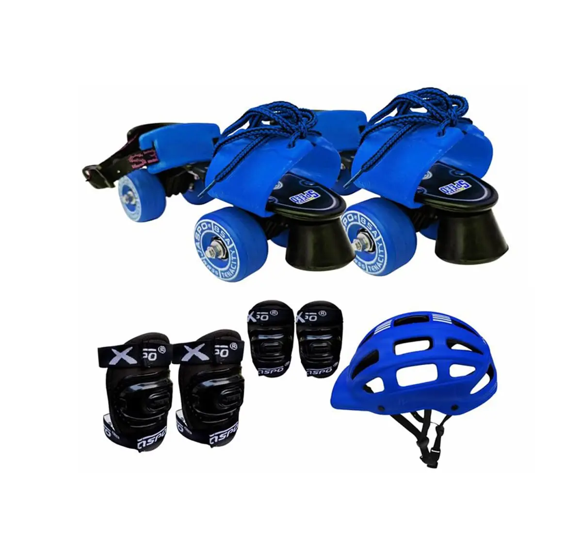 Jaspo Unisex Marshal Trainers Adjustable Inline Skate Wheel Roller Skates Combo Set, 6 to 14 Years