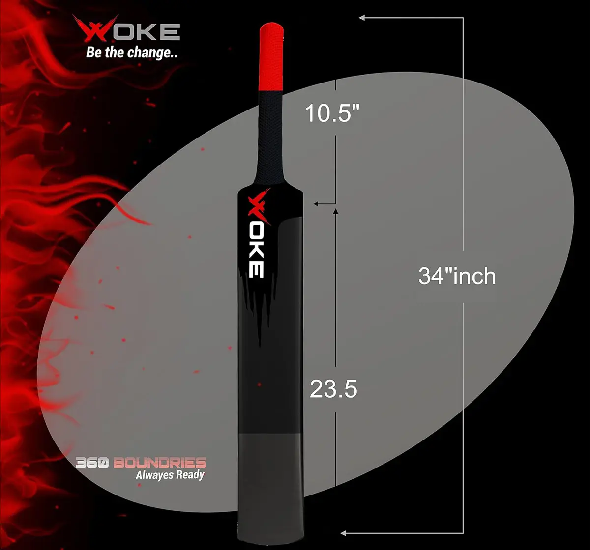 Jaspo Woke Stalwart Heavy Duty Plastic Cricket Bat, Full Size, 34 X 4.5Inches, 8Y+