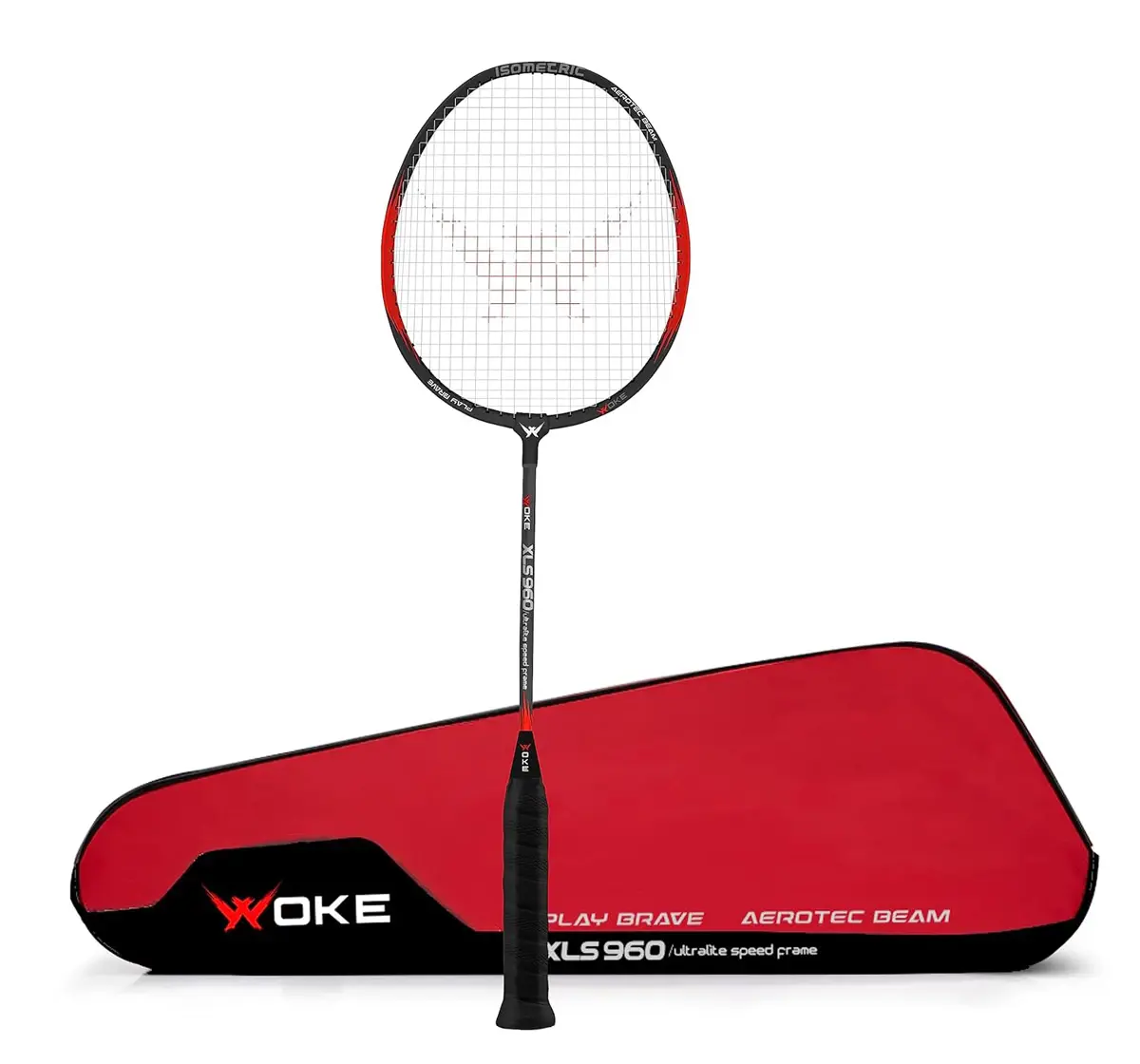 Jaspo Woke Xls960 Badminton Racket Isometric Aluminum Head Shape High Tempered Shaft With String Tension 20Lbs to 24Lbs, 8Y+