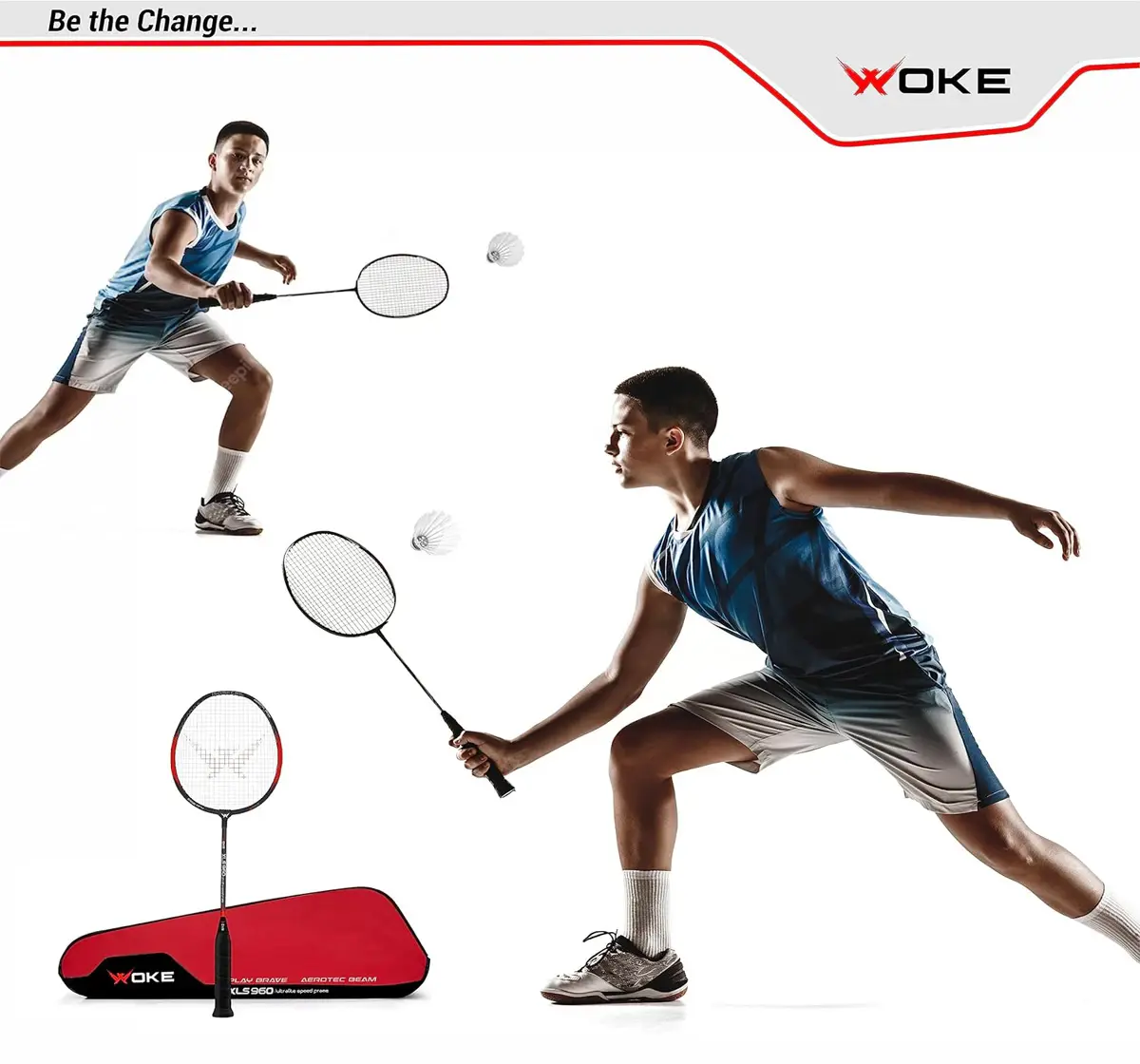 Jaspo Woke Xls960 Badminton Racket Isometric Aluminum Head Shape High Tempered Shaft With String Tension 20Lbs to 24Lbs, 8Y+