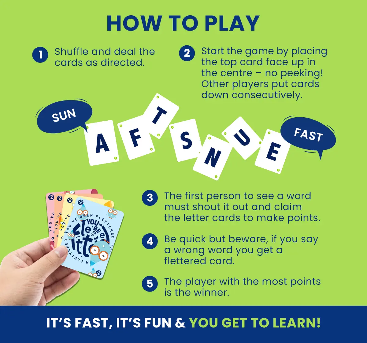 Binca Fletter Word Game, Fast & Fun Family Vocabulary Game for Kids, 8Y+, 2-4 Players