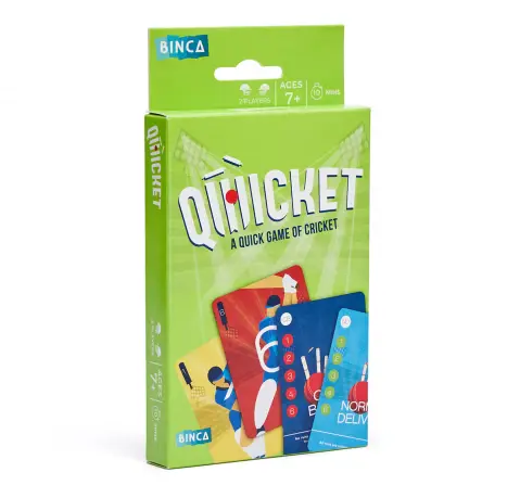 Binca Qwicket Cricket Card Game, Fun Card Game For All Ages, 7Y+, 2 Players 