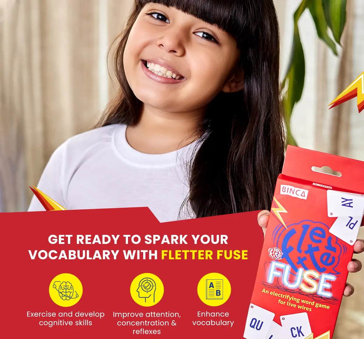 Binca Fletter Fuse Word Game, Family Game for Kids, 8Y+, 2-6 Players