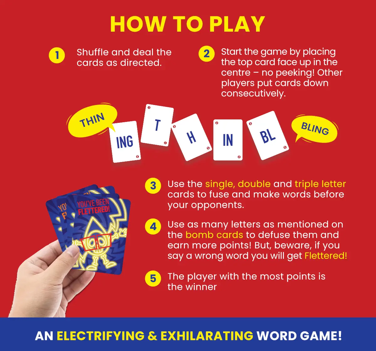 Binca Fletter Fuse Word Game, Family Game for Kids, 8Y+, 2-6 Players