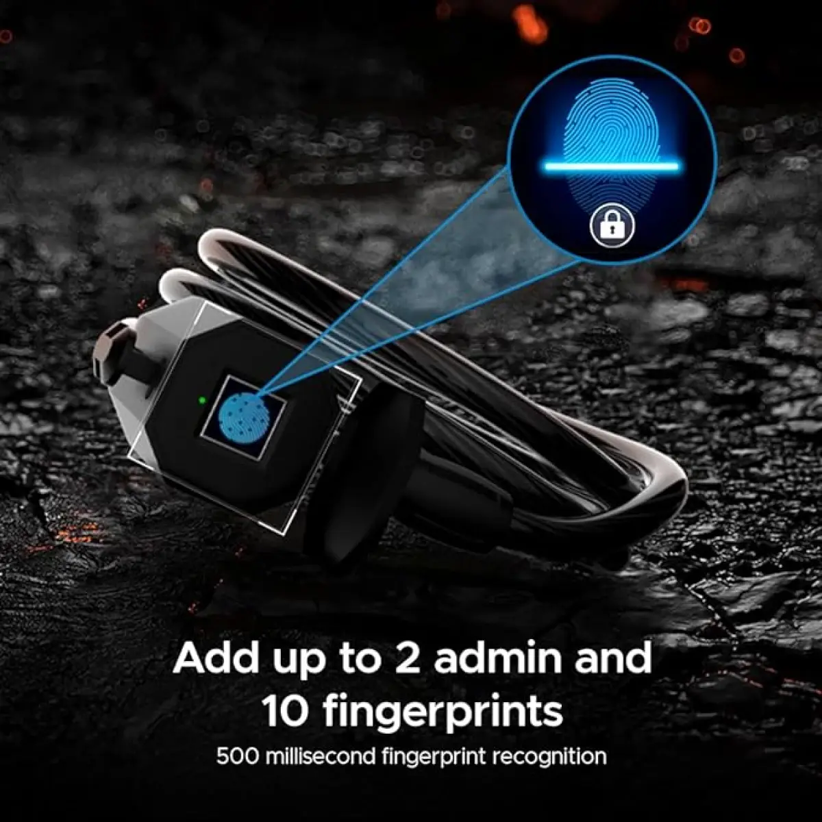 EMotorad Rechargeable Biometric Fingerprint Defender Smartlock, 10Y+
