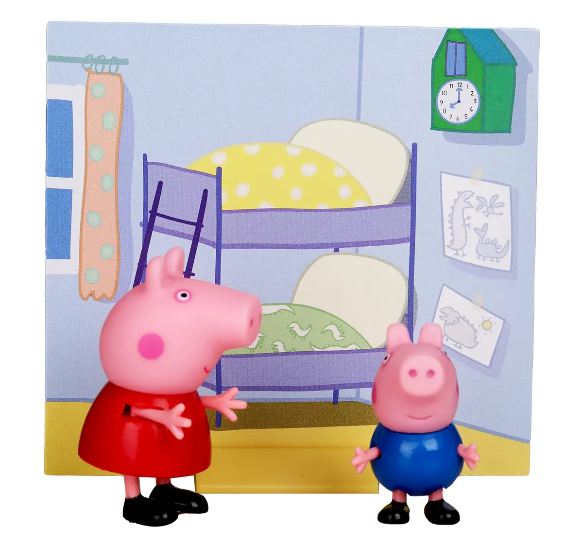 Peppa Pig and George Twin Figure Fun Pack with Two Poseable Figures and a Scene Card, Preschool Toy, 3Y+