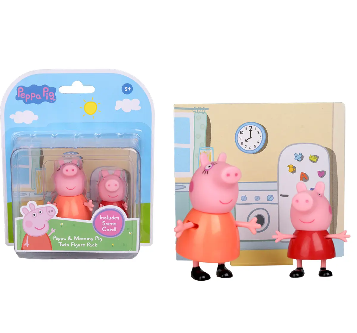 Peppa Pig and Mummy Pig Twin Figure Fun Pack with Two Poseable Figures and a Scene Card, Preschool Toy, 3Y+