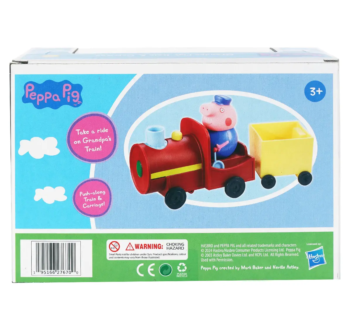 Peppa Pig Grandpa's Train and Carriage Playset, Includes 2 Figures, 3Y+