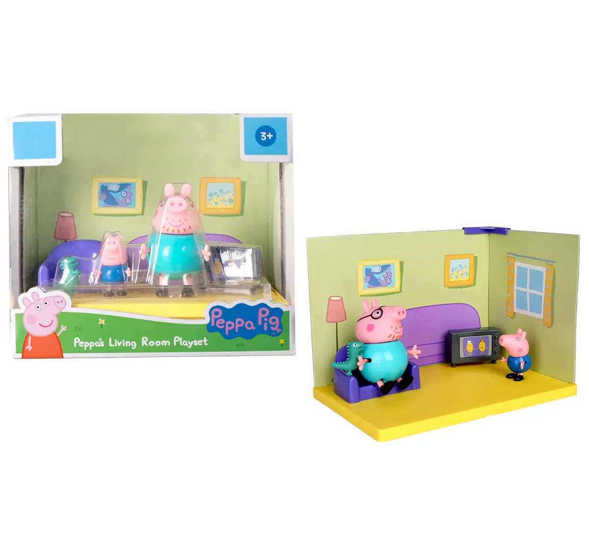 Peppa Pig's Living Room Themed Preschool Toy with Daddy Pig and George, 3Y+