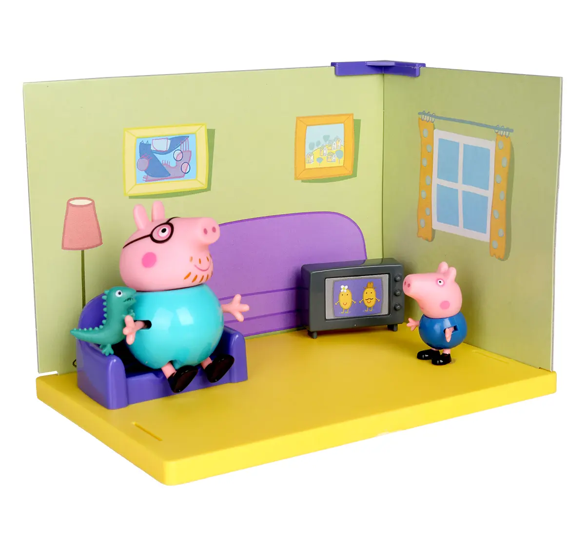 Peppa Pig's Living Room Themed Preschool Toy with Daddy Pig and George, 3Y+