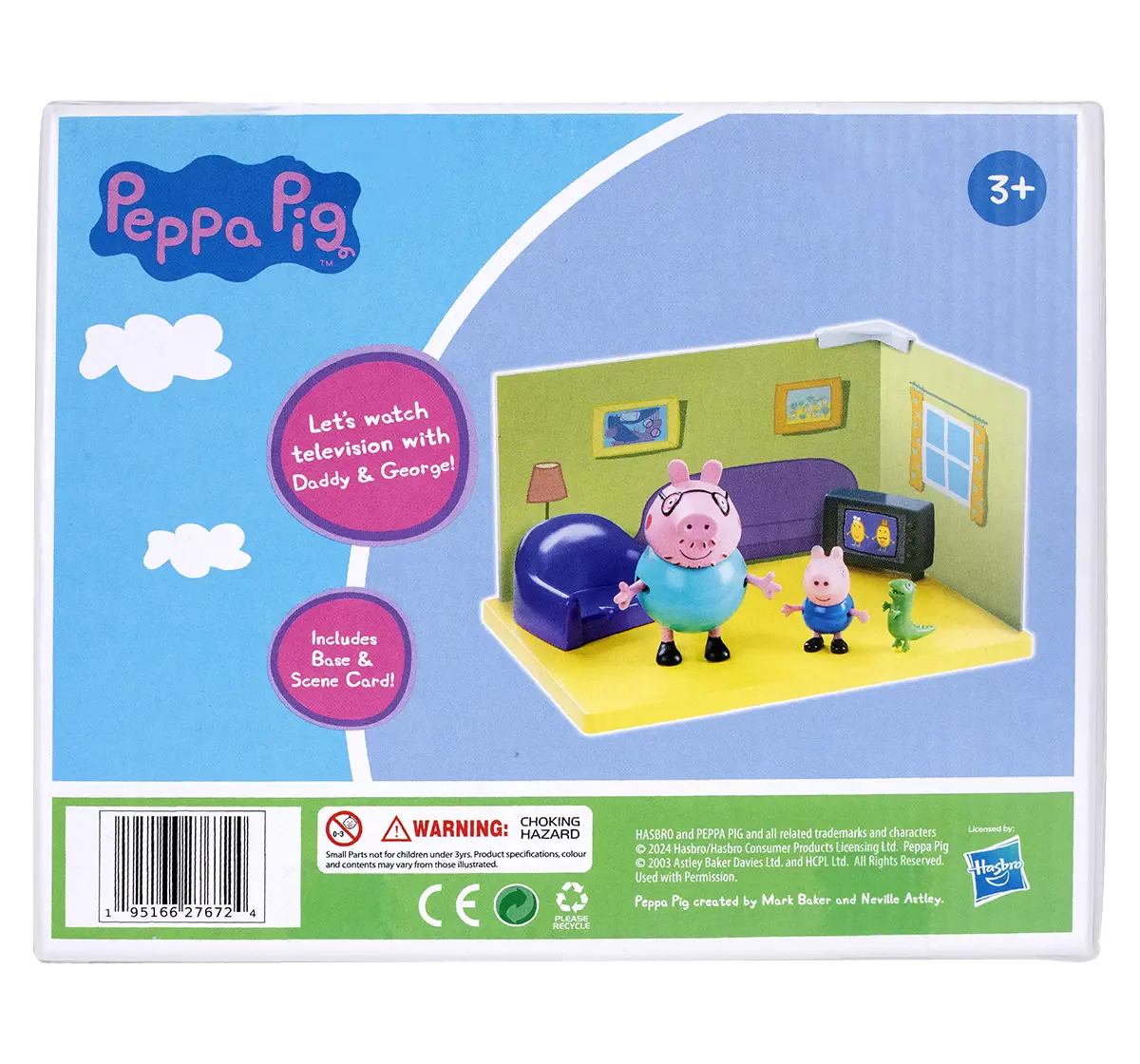 Peppa Pig's Living Room Themed Preschool Toy with Daddy Pig and George, 3Y+