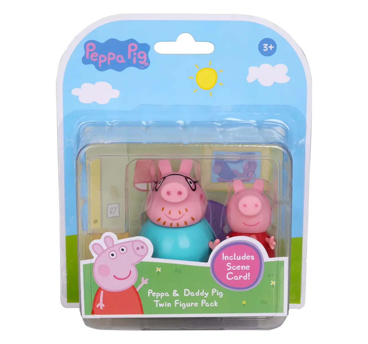 Peppa Pig and Daddy Pig Twin Figure Fun Pack with Two Poseable Figures and a Scene Card, Preschool Toy, 3Y+