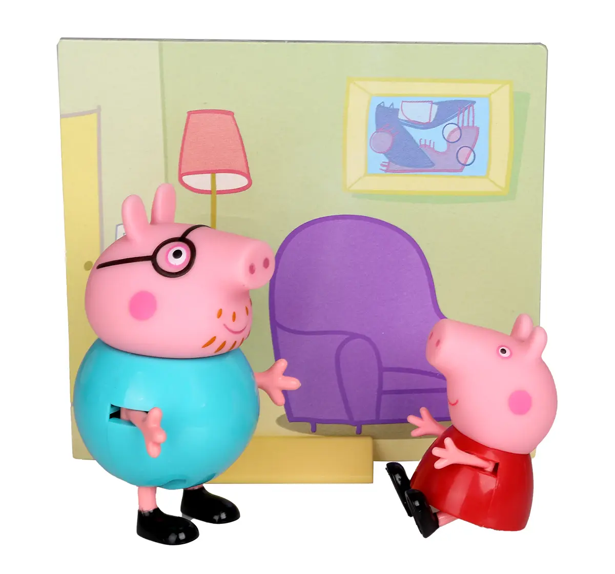 Peppa Pig and Daddy Pig Twin Figure Fun Pack with Two Poseable Figures and a Scene Card, Preschool Toy, 3Y+