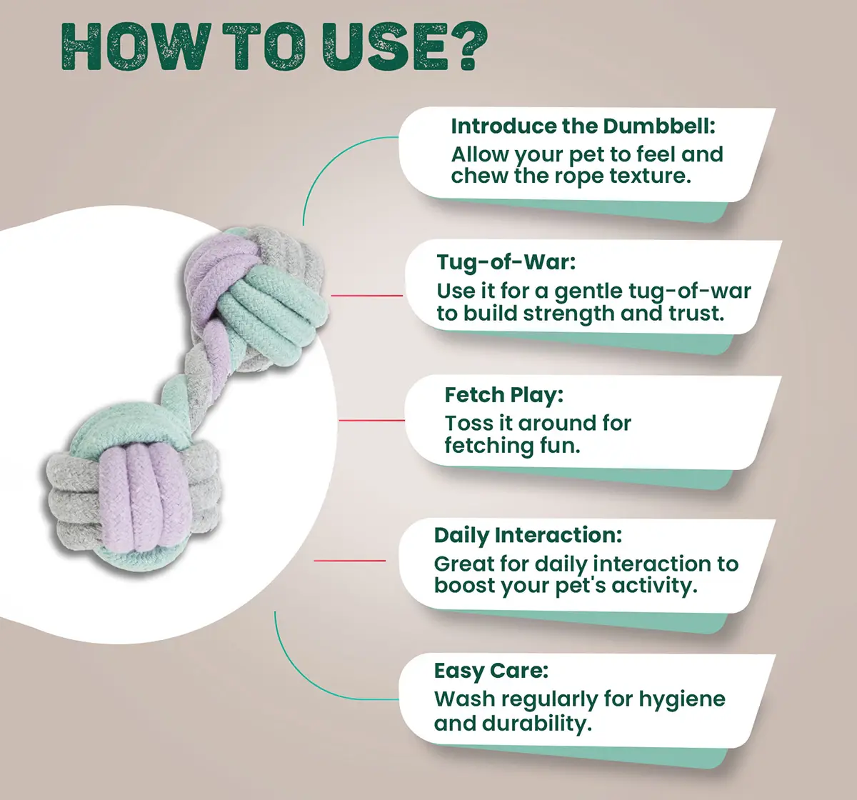 Trixie Junior Rope Dumbbell Toys for Pets, 22 cm