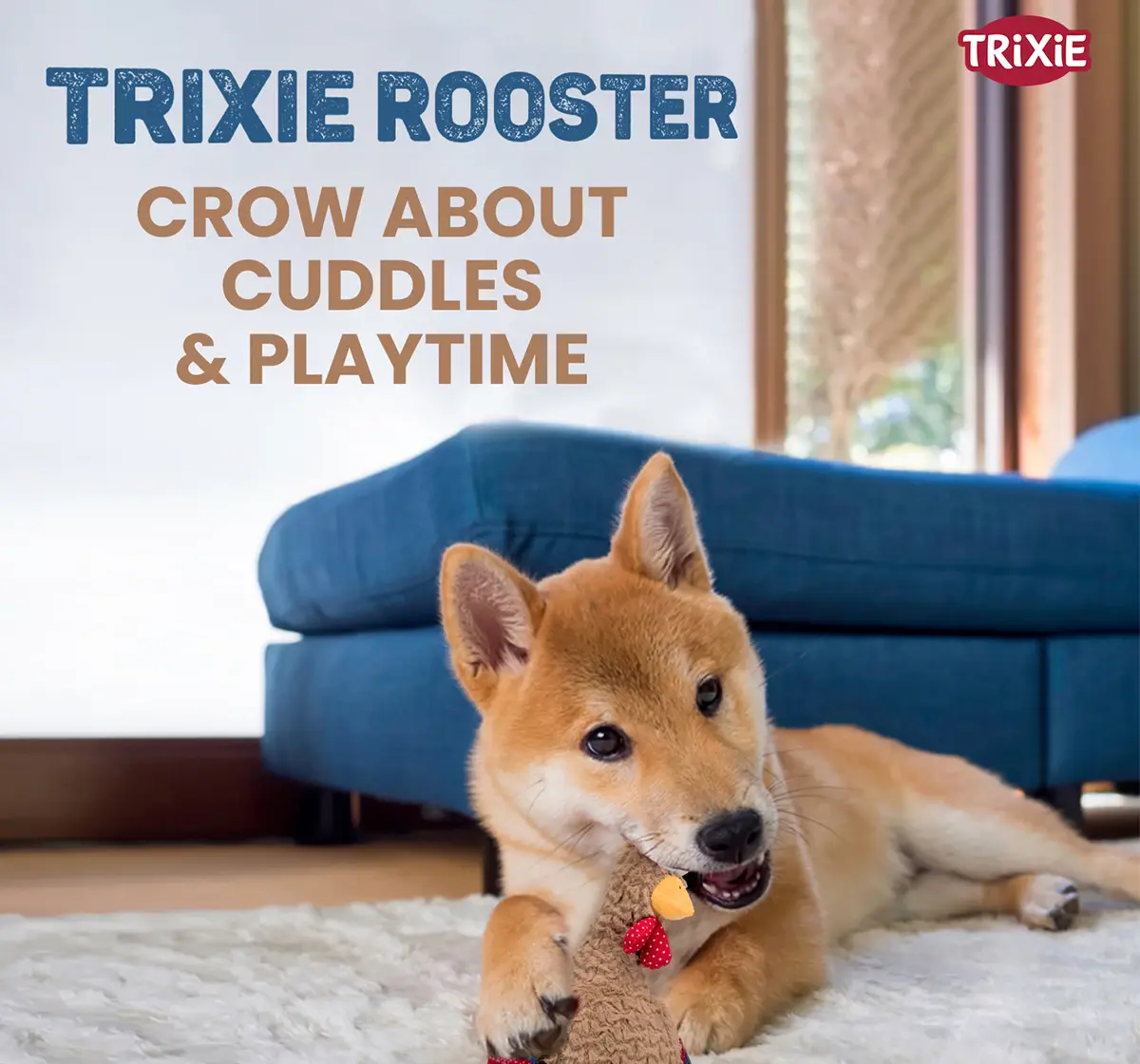 Trixie Rooster Plush Toy for Pets with Animal Sound, 60 cm