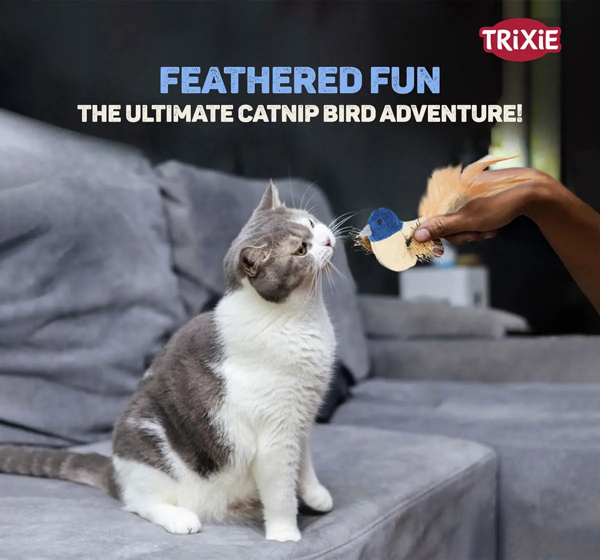 Trixie Bird With Feathers, Teaser Toy for Cats, 8 cm