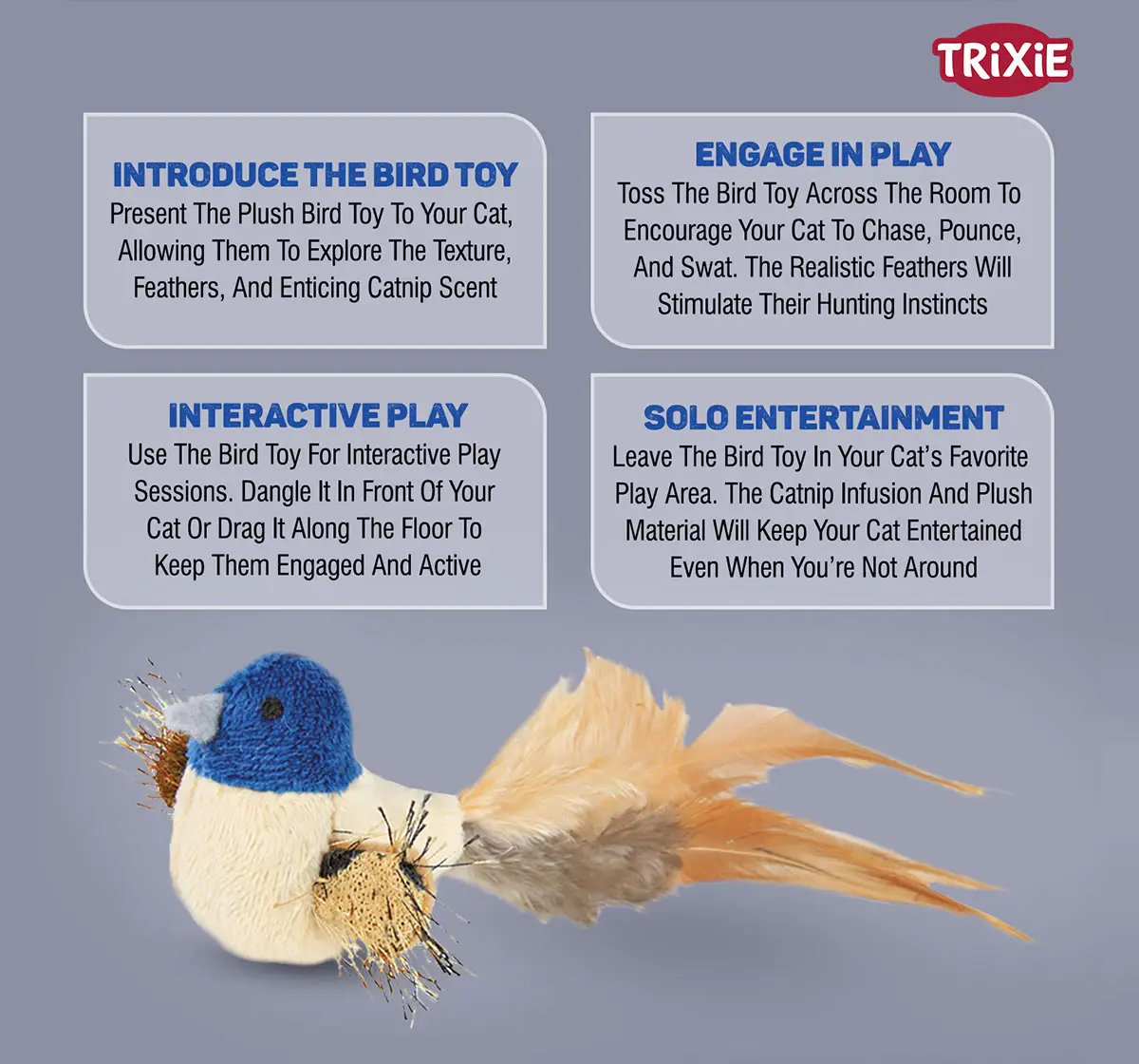 Trixie Bird With Feathers, Teaser Toy for Cats, 8 cm