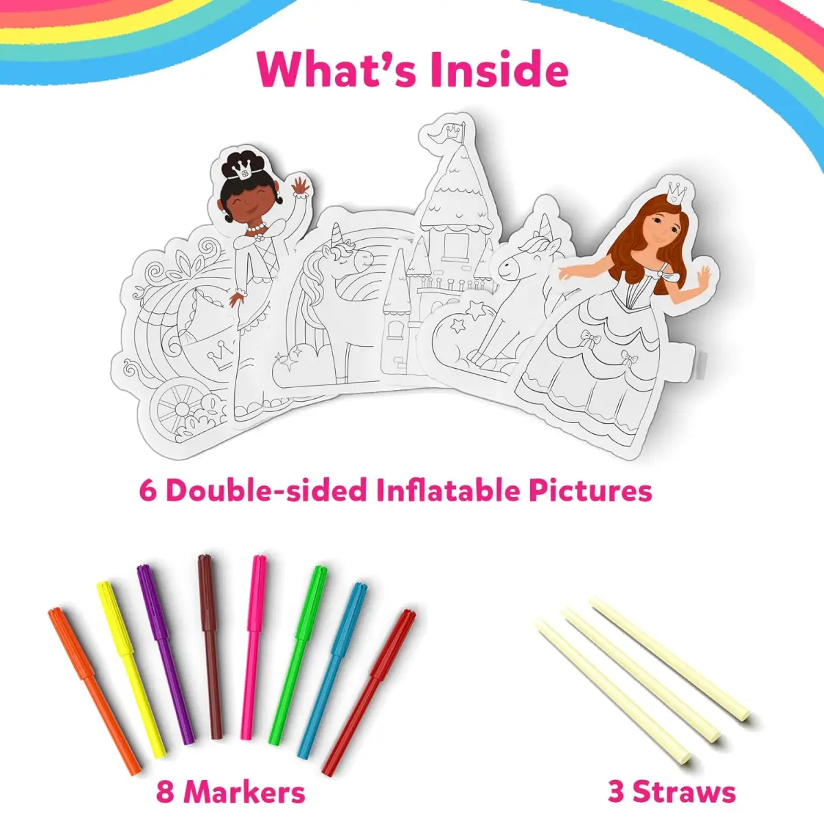 Skillmatics Inflatable Art For Kids - 3D Unicorns & Princesses, 4Y+